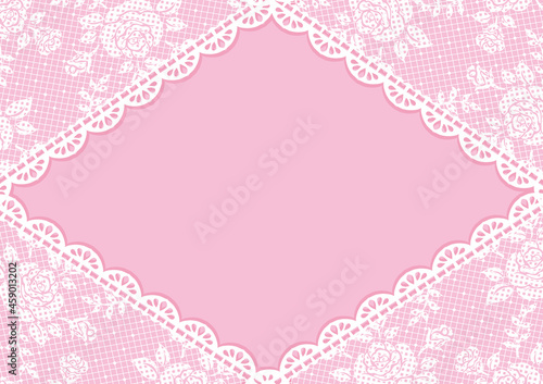 アンティークな模様のレースリボンを使ったフレームデザイン素材