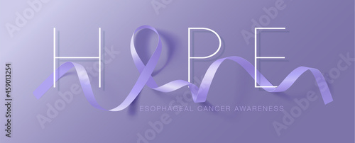 Esophageal Cancer Awareness Calligraphy Poster. Realistic Periwinkle Ribbon.