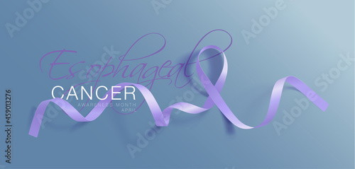 Esophageal Cancer Awareness Calligraphy Poster. Realistic Periwinkle Ribbon.
