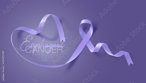 Esophageal Cancer Awareness Calligraphy Poster. Realistic Periwinkle Ribbon.