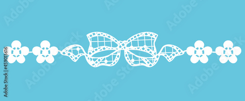 お花とリボンのレース・オーナメント。ベクター素材。