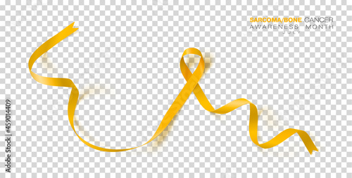 Sarcoma and Bone Cancer Awareness Week. Yellow Color Ribbon Isolated On Transparent Background