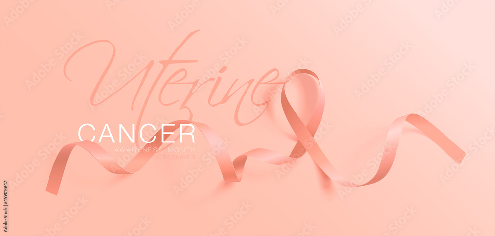 Uterine Cancer Awareness Calligraphy Poster Design. Realistic Peach