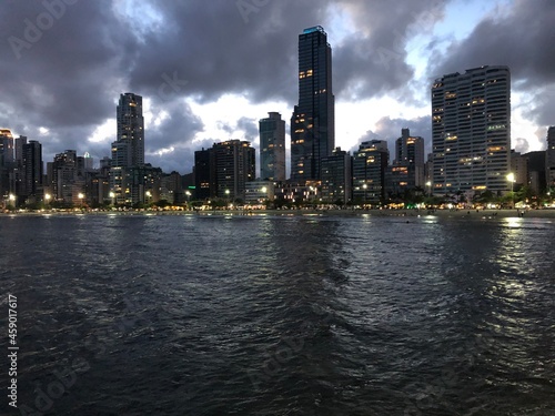 city skyline at night