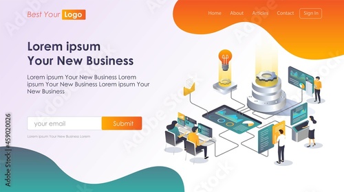Flat isometric vector illustration  Professional data analyst team