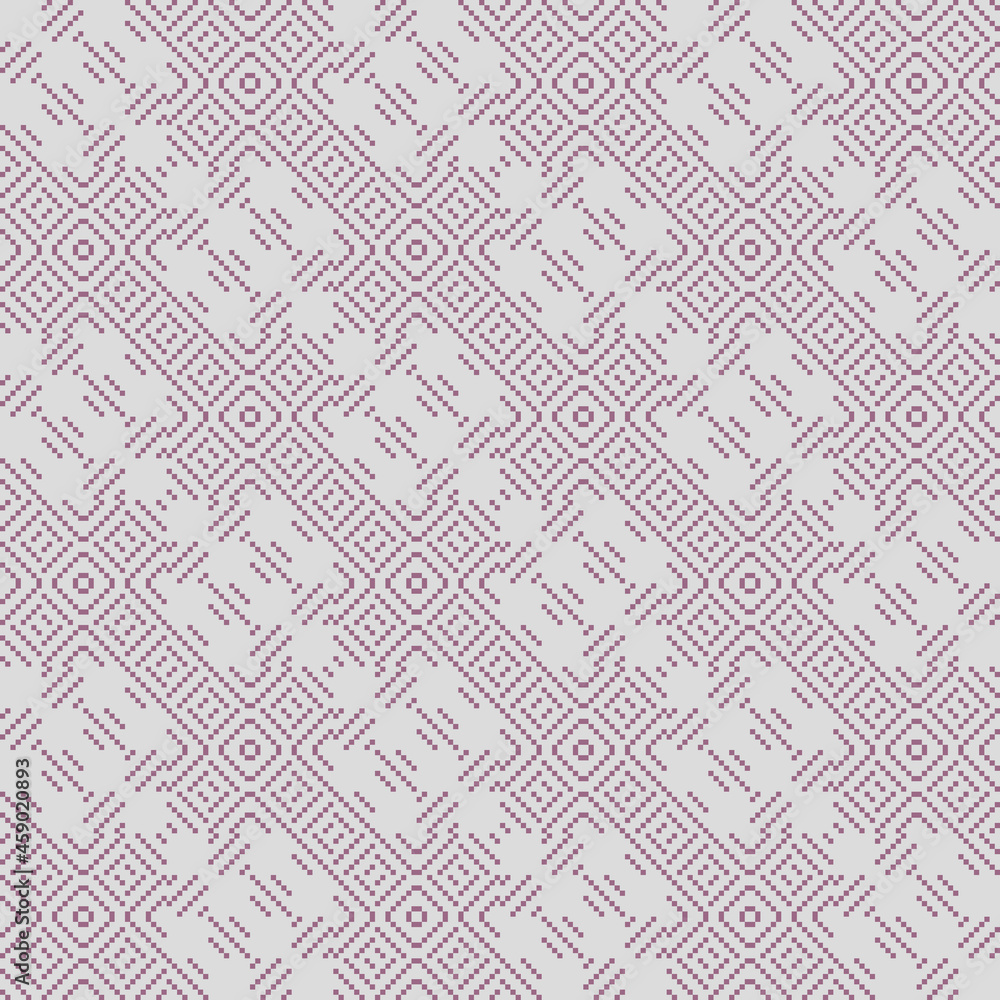 Abstract ornament pattern with pixel art details. This repeating texture can be used as a background or a graphical design element by itself.  