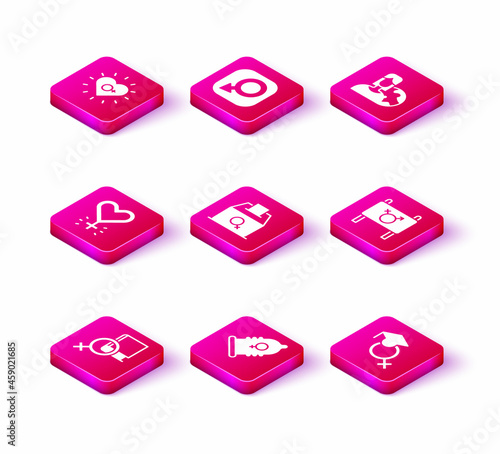 Set Book about women, Condom, Feminism, Female vote right, Teacher, Feminist activist, Women from different countries and Male gender icon. Vector