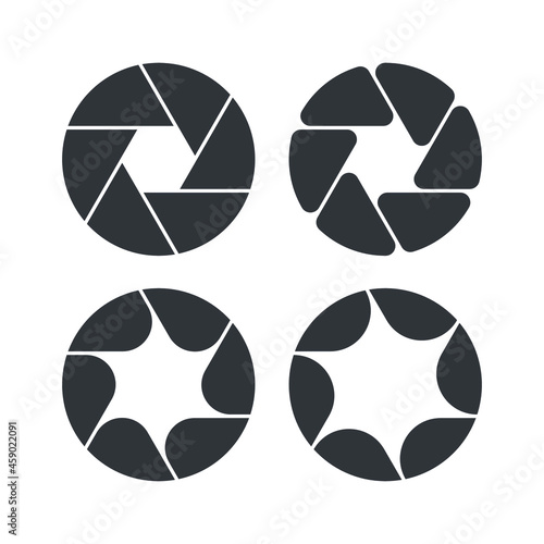Camera shutter icons. Camera lens diaphragm icon set. Eps 10 vector illustration.