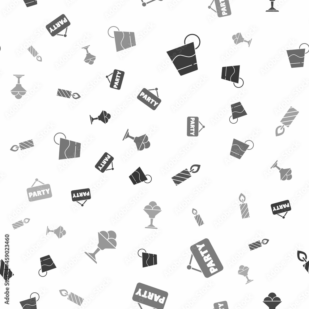 Set Cocktail, Signboard party, Birthday cake candles and Ice cream in bowl on seamless pattern. Vector Set Cocktail, Signboard party, Birthday cake candles and Ice cream in bowl on seamless pattern. Vector