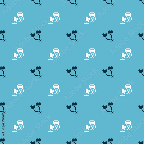 Set Female gender and Microphone on seamless pattern. Vector