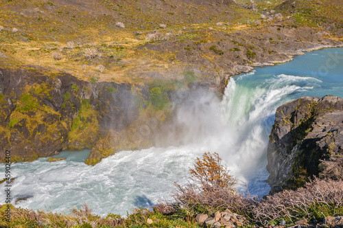 Waterfall view. Torres del Paine national park.