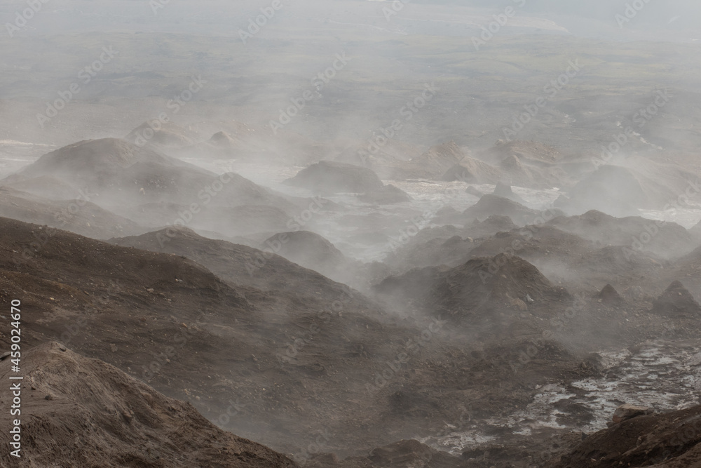 custom made wallpaper toronto digitalCrater of active volcano Goreliy smoke and clouds. Kamchatlka peninsula. .