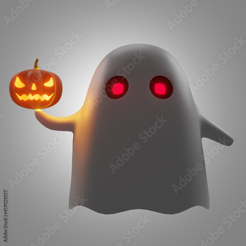 Little ghost cute holding jack-o-lantern decoration design holloween autumn