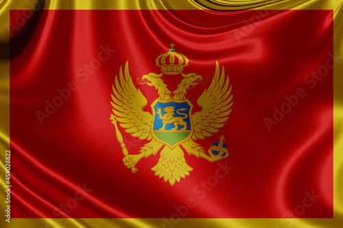 montenegro fabric flag waving . 3D illustration