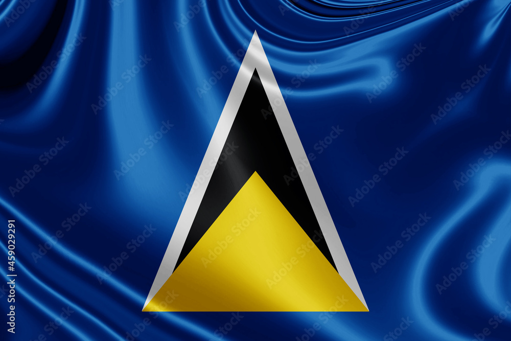saint lucia fabric flag waving . 3D illustration saint lucia fabric flag waving . 3D illustration