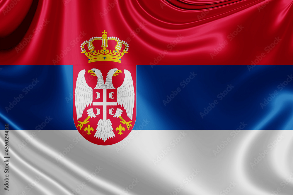 serbia fabric flag waving . 3D illustration serbia fabric flag waving . 3D illustration