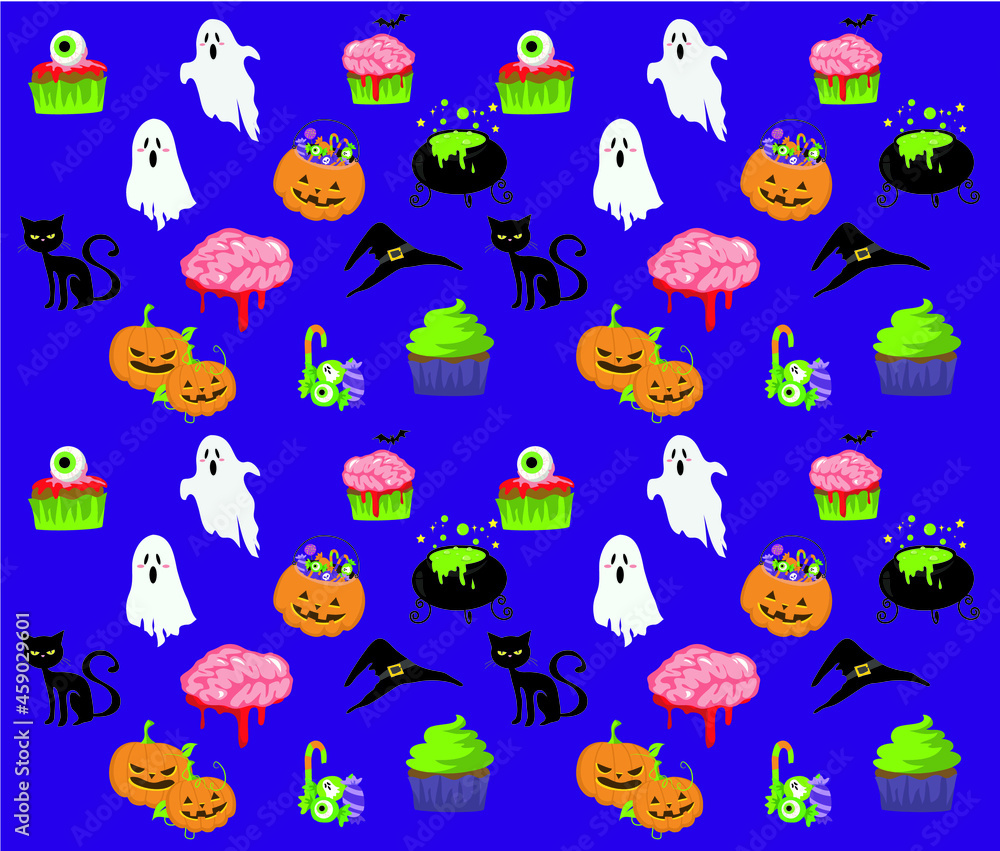 Halloween seamless pattern. Magical Halloween theme pattern. Halloween background illustration.