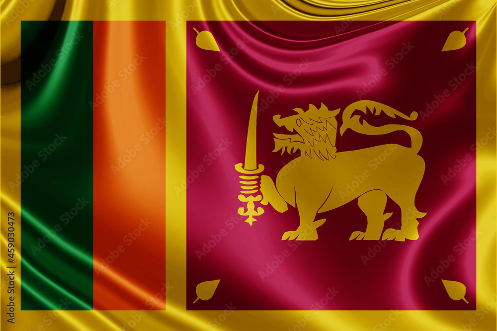 sri lanka fabric flag waving . 3D illustration sri lanka fabric flag waving . 3D illustration