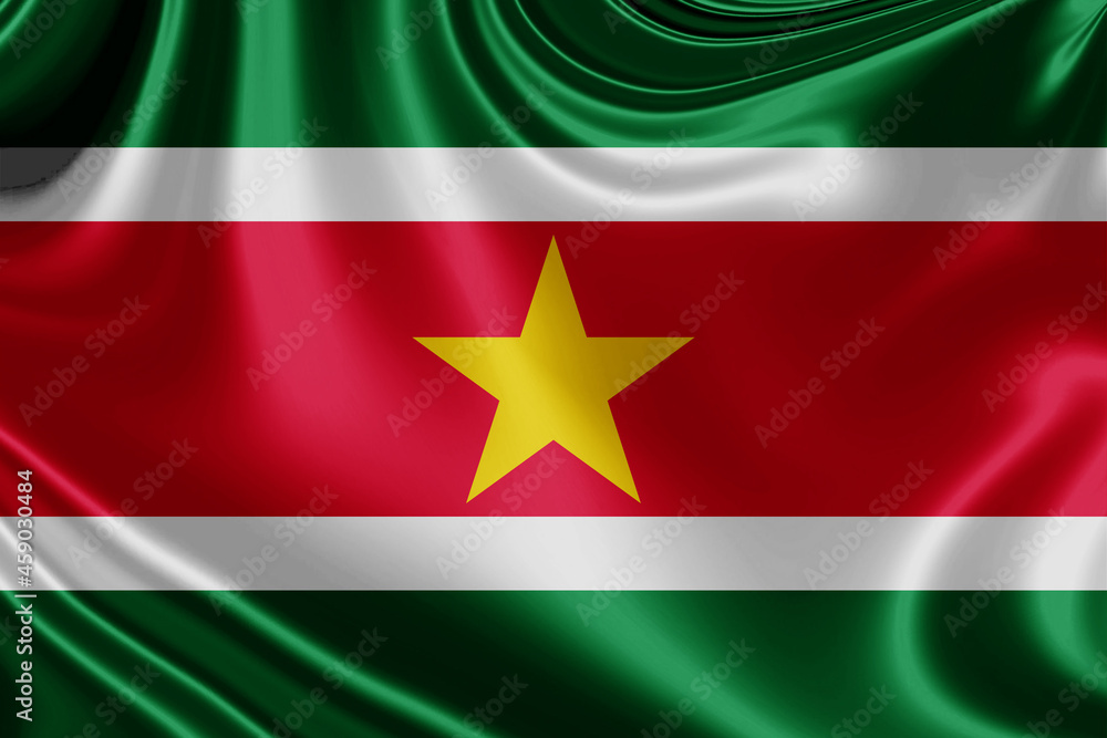 suriname fabric flag waving . 3D illustration suriname fabric flag waving . 3D illustration