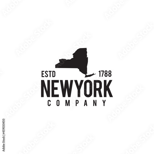 New York map outline logo design photo