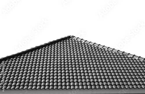 фотографія Black tiles roof on white background