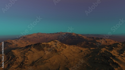 realistic surface of an alien planet  view from the surface of an exo-planet 3d render