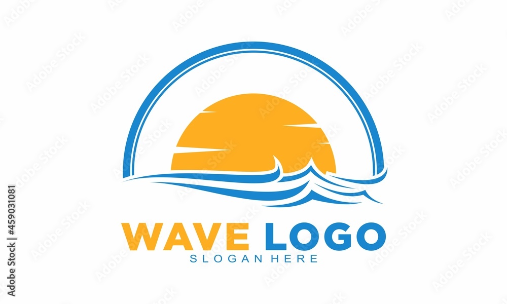 Elegant wave and sunset vector logo Elegant wave and sunset vector logo