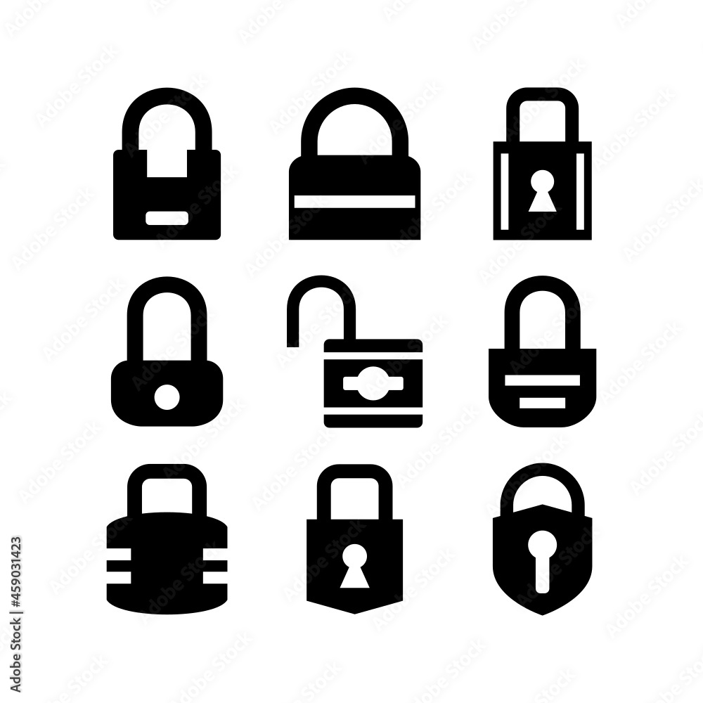 lock set icon on white background lock set icon on white background