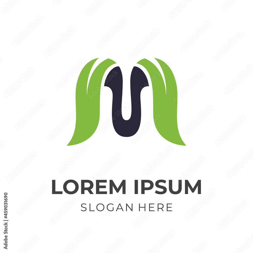 Fototapeta premium abstract letter M logo design template concept vector with flat green and black color style
