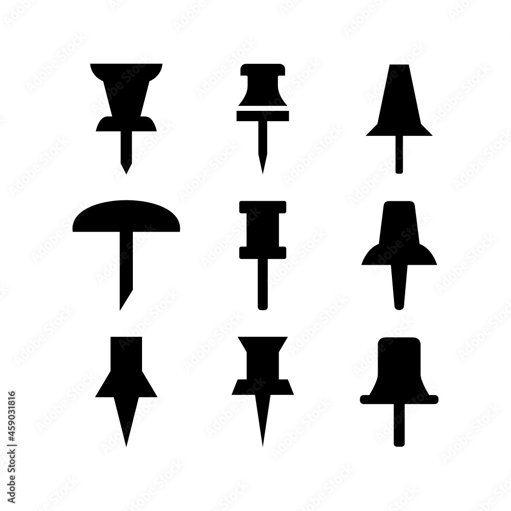 push pin set icon on white background push pin set icon on white background