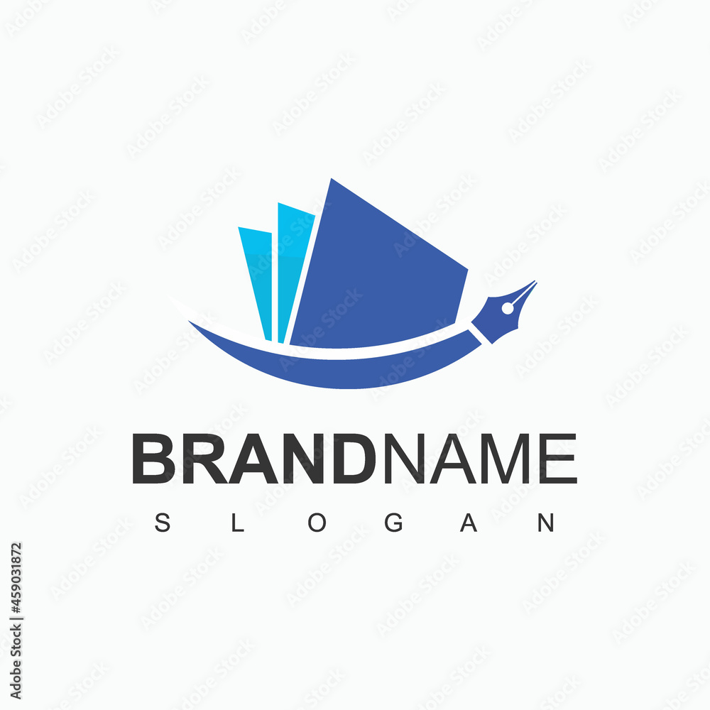 Book And pen Logo Design Template Book And pen Logo Design Template