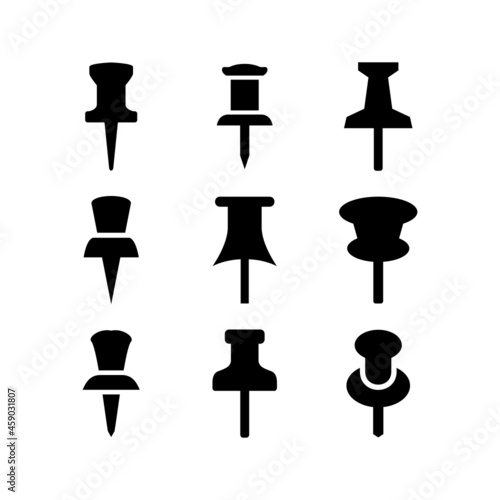 push pin set icon on white background