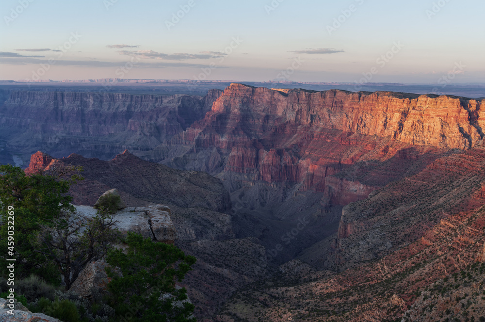 Last light at the South Rim in the Grand Canyon National Park. Image taken from vista point Desert View.