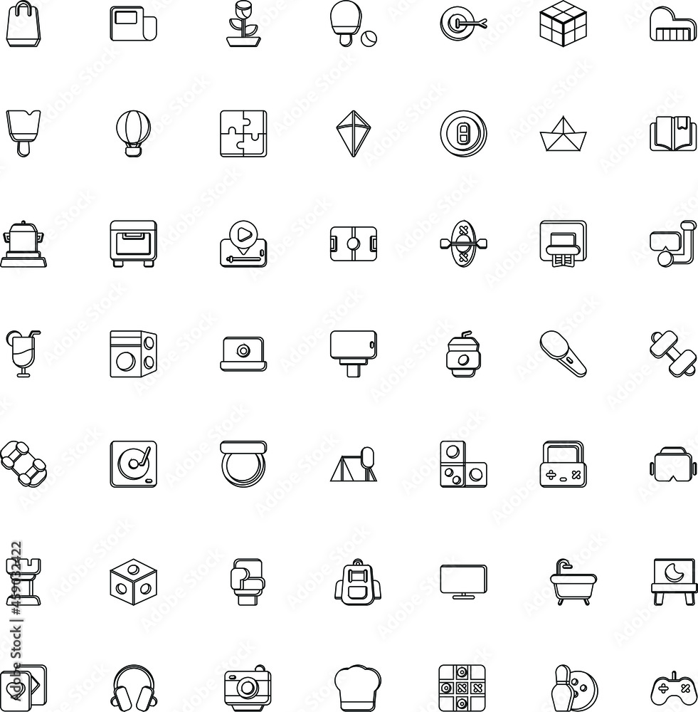 Hobbies icon pack collection flat vector set outline