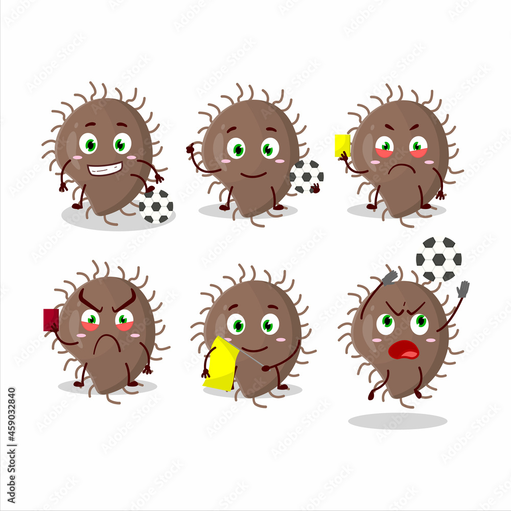 Obraz premium Coronaviridae cartoon character working as a Football referee