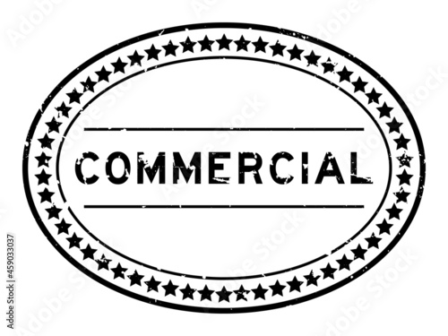Grunge black commercial word oval rubber seal stamp on white background