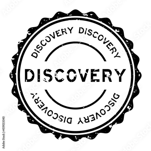 Grunge black discovery word round rubber seal stamp on white background