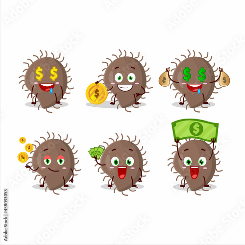 Coronaviridae cartoon character with cute emoticon bring money