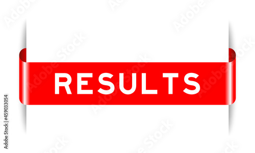 Red color inserted label banner with word results on white background
