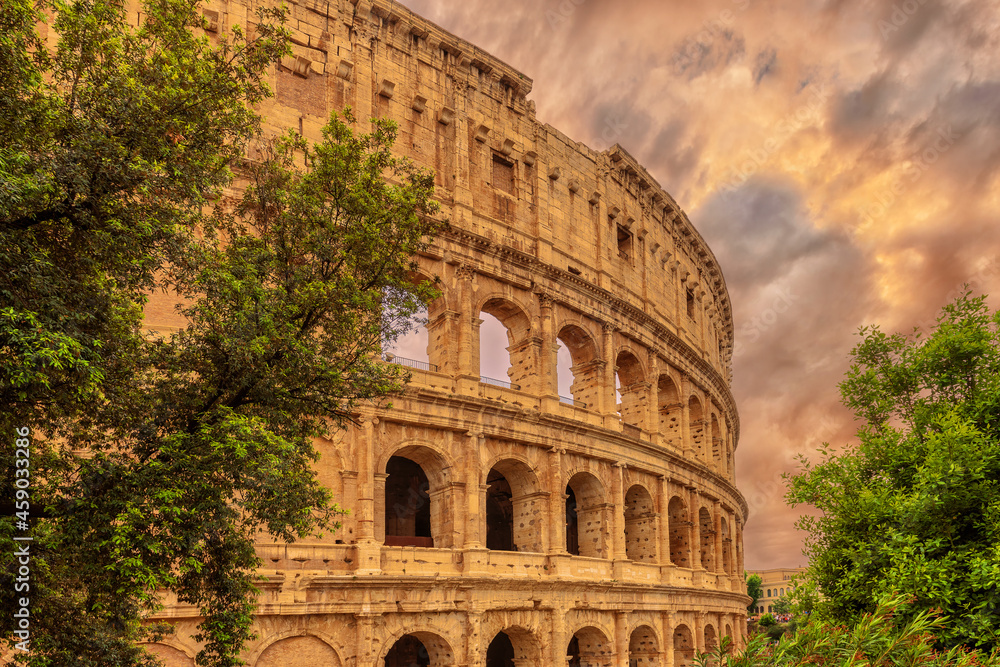 Roman colosseum on the background of the picturesque sky