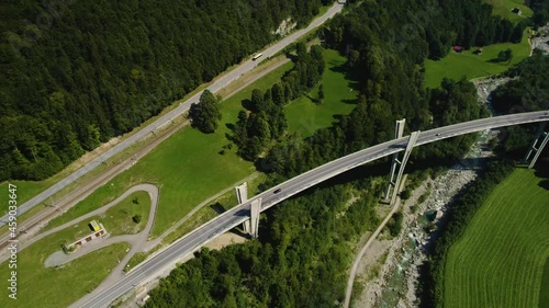 Aerial view around the city Madrisa in Switzerland on a sunny day in summer. photo