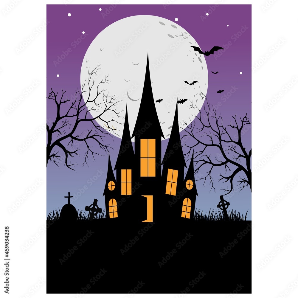 Happy Halloween pumpkin design on moon background, Halloween party illustrations inspiration vector.