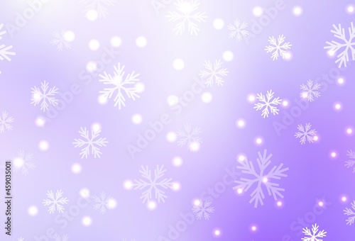 Light Purple vector template with ice snowflakes, stars.