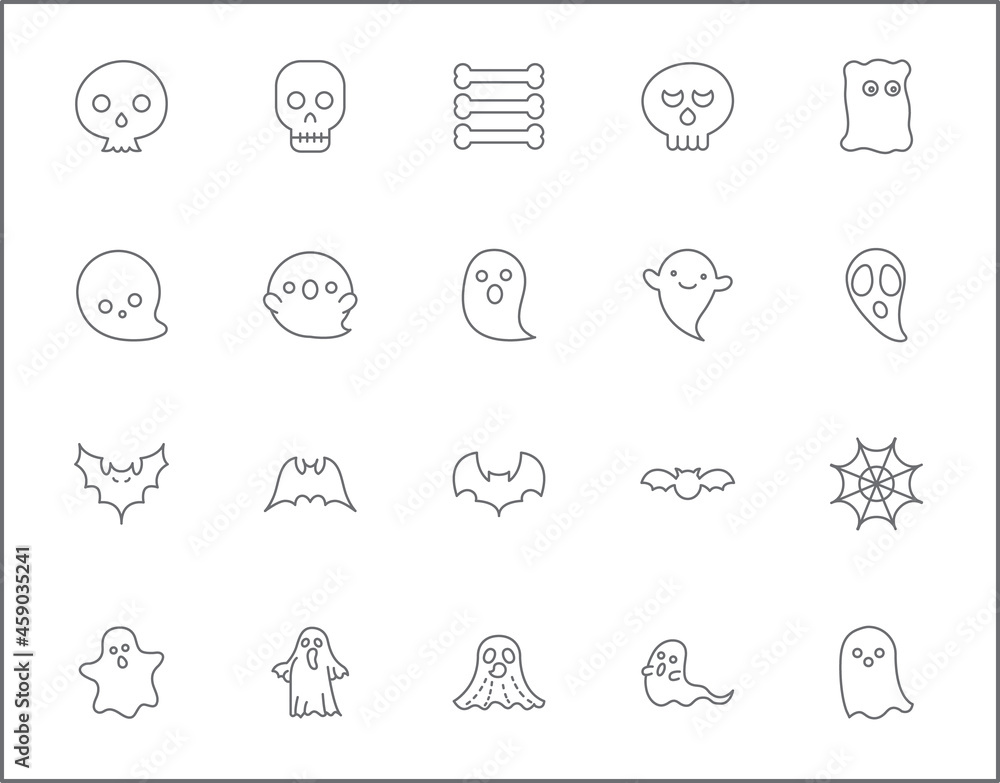 Set of Ghost and Halloween line style. It contains such as Frankenstein, Skeleton, Eyeball, spook, alien, boo and other elements. Set of Ghost and Halloween line style. It contains such as Frankenstein, Skeleton, Eyeball, spook, alien, boo and other elements.