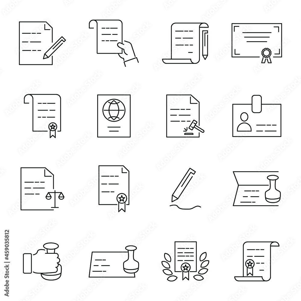 Legal Documents icons set. Legal Documents pack symbol vector elements for infographic web Legal Documents icons set. Legal Documents pack symbol vector elements for infographic web