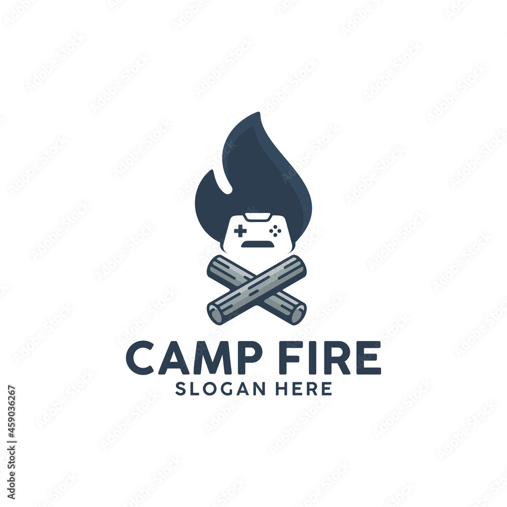 camp fire ,game , logo template camp fire ,game , logo template