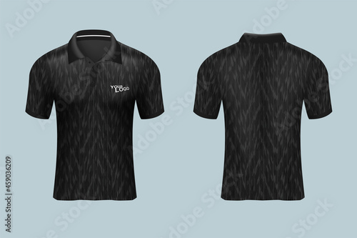 3D realistic mock up of front and back of polo shirt. soccer sport shirt  jersey template. Concept for casual uniform or apparel mockup template in design vector illustration