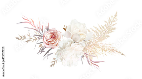 Luxurious beige and blush trendy vector design bouquet.