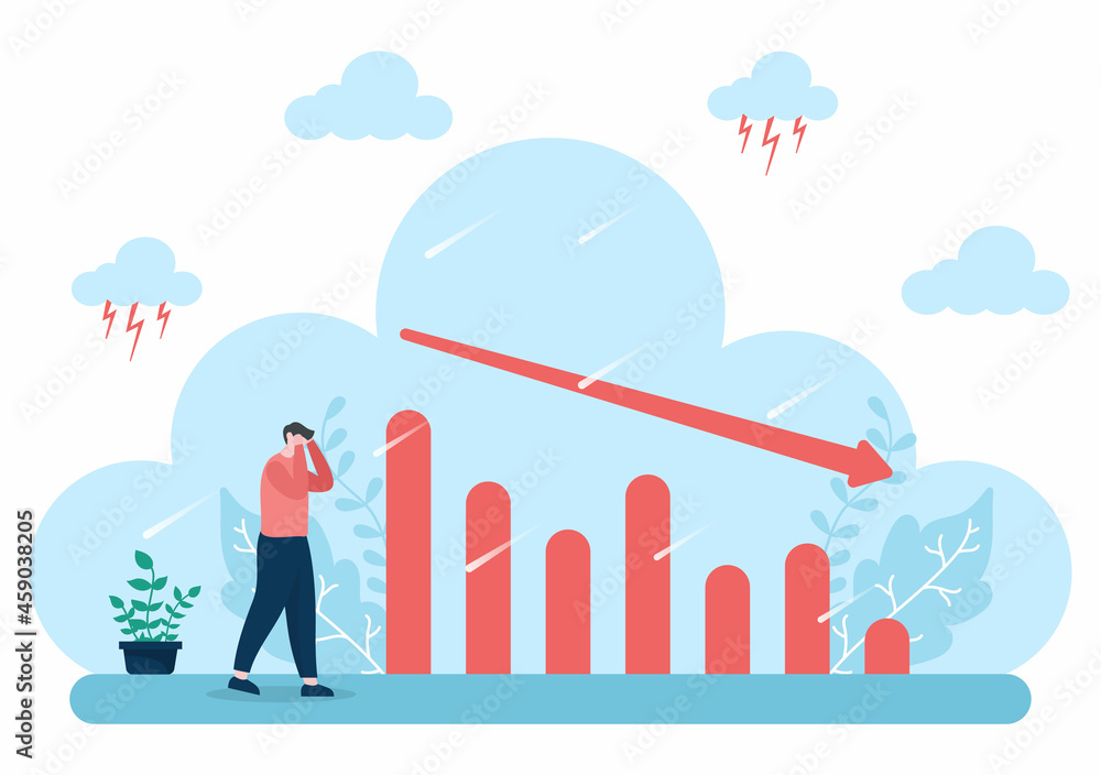 Loss in Business Lead to Bankruptcy, Economic or Loan Payback Problems, Failure and the Sinking of the Financial Crisis Process. Vector Illustration Concept Loss in Business Lead to Bankruptcy, Economic or Loan Payback Problems, Failure and the Sinking of the Financial Crisis Process. Vector Illustration Concept