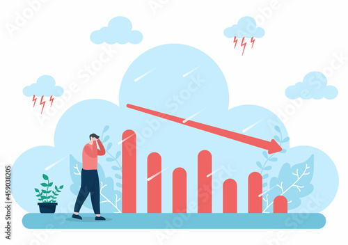 Loss in Business Lead to Bankruptcy, Economic or Loan Payback Problems, Failure and the Sinking of the Financial Crisis Process. Vector Illustration Concept